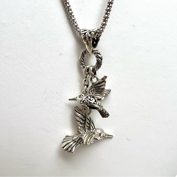 NWT 925 STERLING SILVER HUMMINGBIRDS PENDANT NECKLACE JEWELRY - Picture 4 of 9